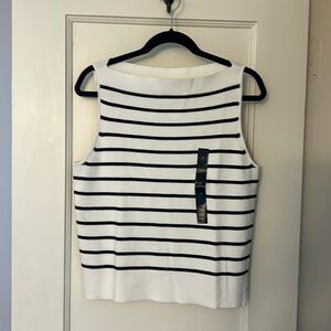 Banana Republic Women's white sleeveless sweater with black striped